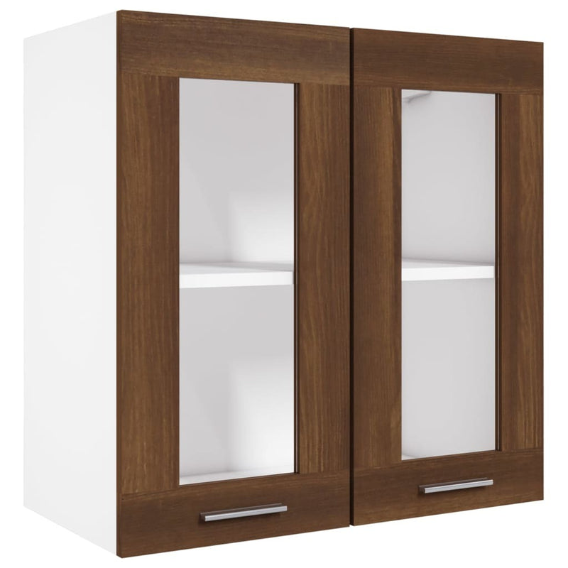 Hanging Glass Cabinet Brown Oak 60x31x60 cm Engineered Wood