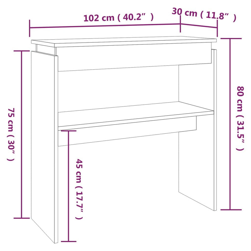 Console Table Smoked Oak 102x30x80 cm Engineered Wood