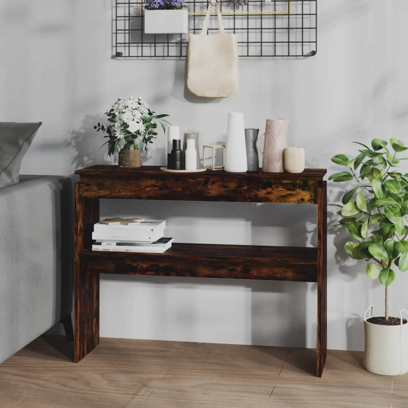 Console Table Smoked Oak 102x30x80 cm Engineered Wood