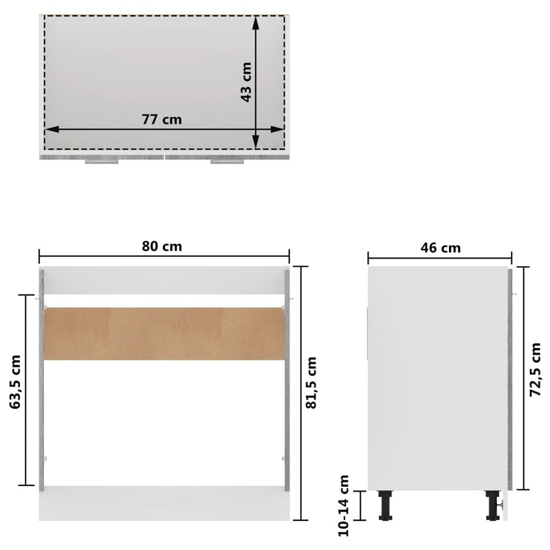 Sink Bottom Cabinet Grey Sonoma 80x46x81.5 cm Engineered Wood