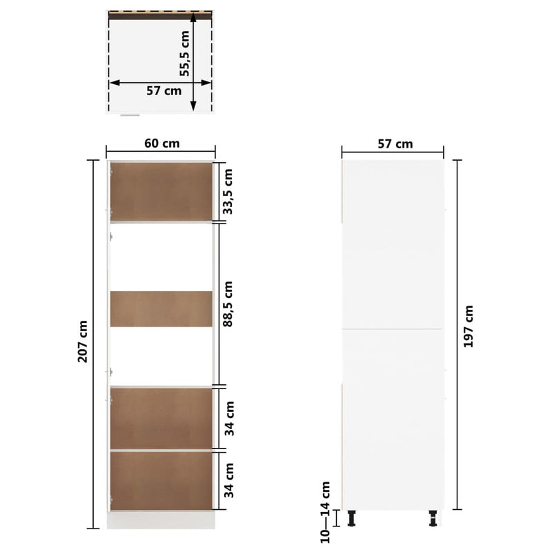 Refrigerator Cabinet Smoked Oak 60x57x207 cm Engineered Wood