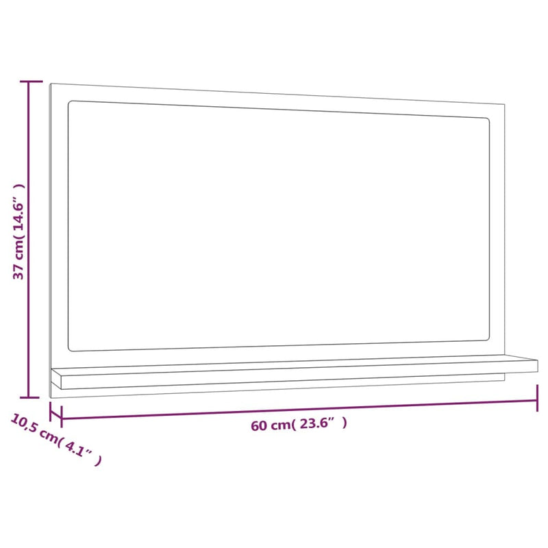 Bathroom Mirror Grey Sonoma 60x10.5x37 cm Engineered Wood