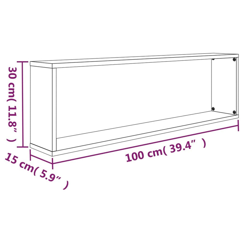 Wall Cube Shelves 4 pcs Grey Sonoma 100x15x30 cm Engineered Wood