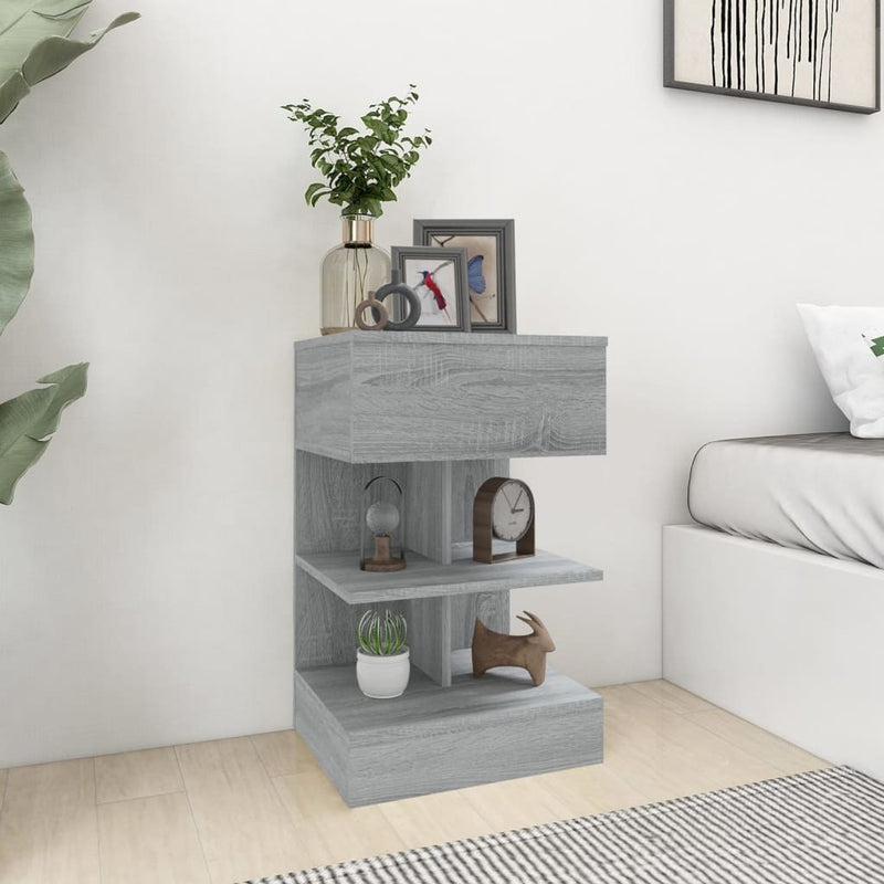 Bedside Cabinet Grey Sonoma 40x35x65 cm Engineered Wood