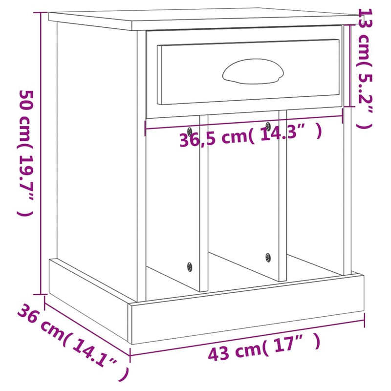 Bedside Cabinet Sonoma Oak 43x36x50 cm