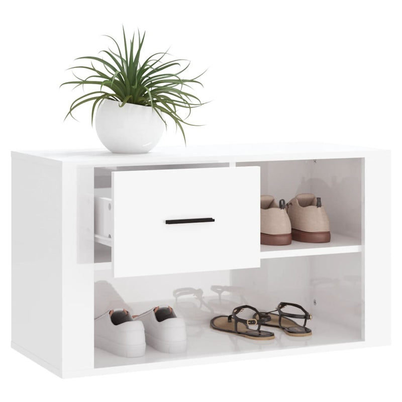 Shoe Cabinet High Gloss White 80x35x45 cm Engineered Wood