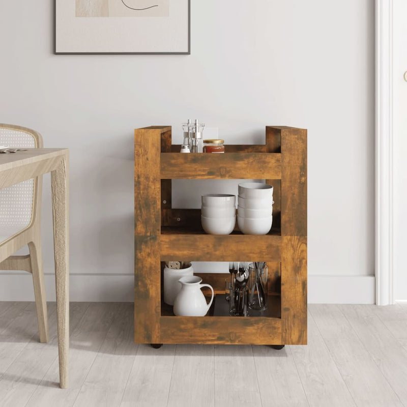 Kitchen Trolley Smoked Oak 60x45x80 cm Engineered Wood