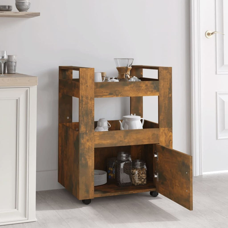 Kitchen Trolley Smoked Oak 60x45x80 cm Engineered Wood