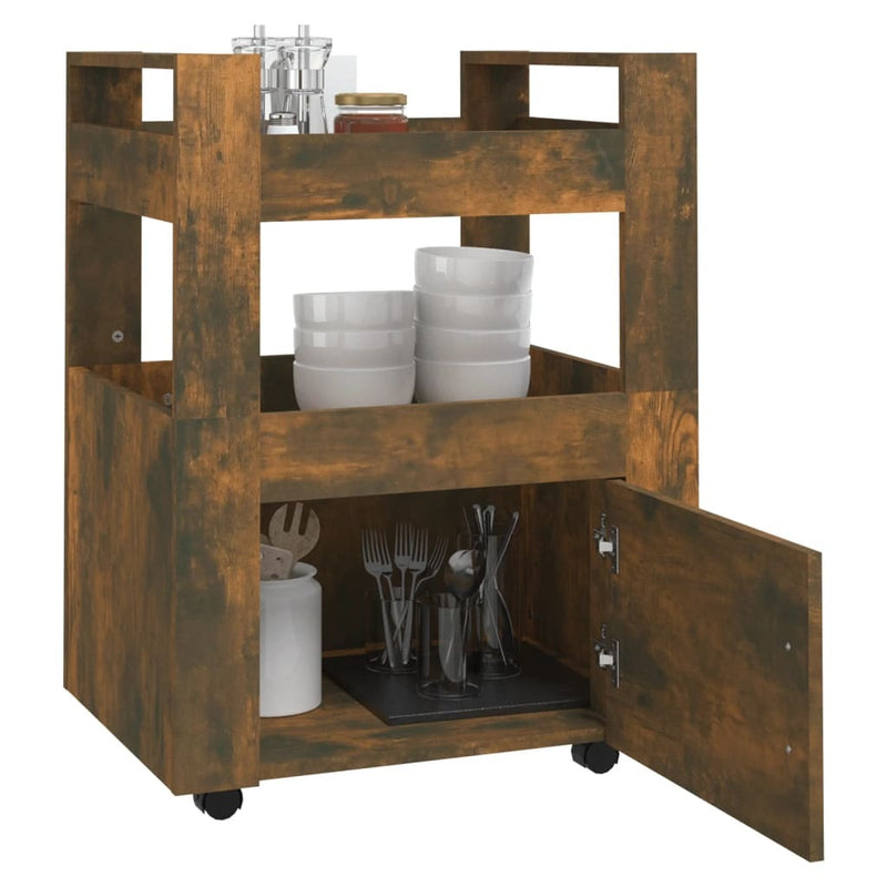 Kitchen Trolley Smoked Oak 60x45x80 cm Engineered Wood