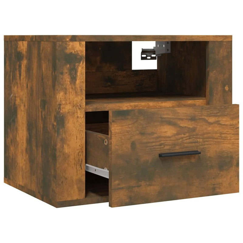 Wall-mounted Bedside Cabinet Smoked Oak 50x36x40 cm