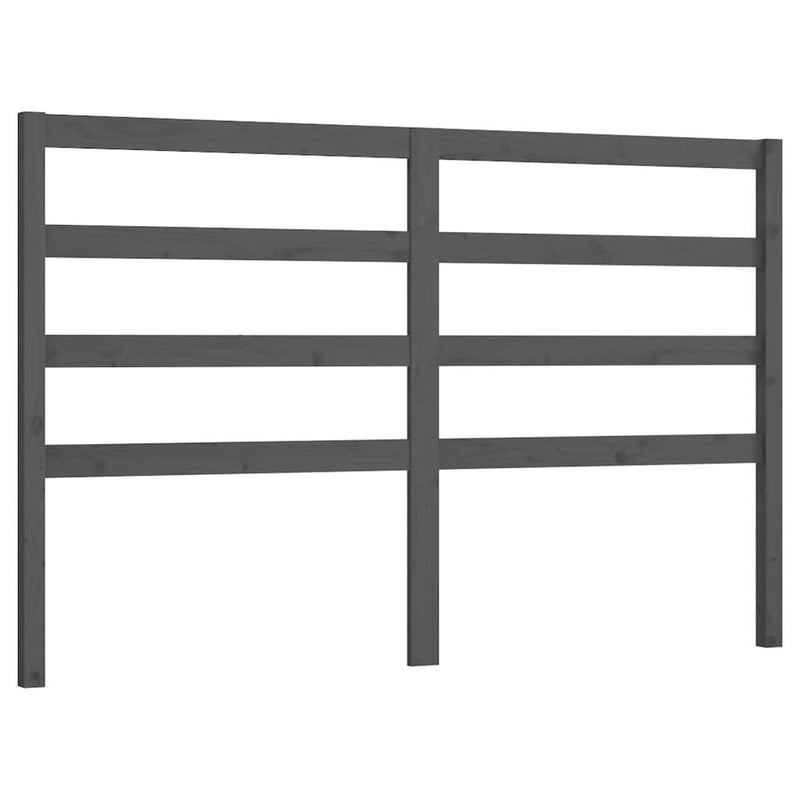 Bed Headboard Grey 146x4x100 cm Solid Wood Pine