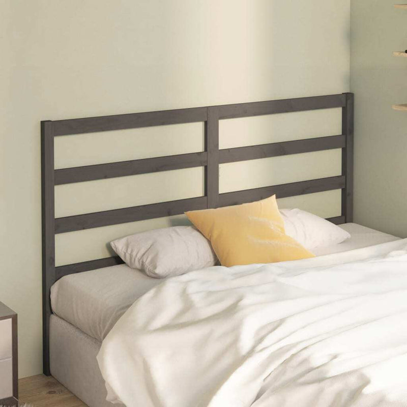 Bed Headboard Grey 146x4x100 cm Solid Wood Pine