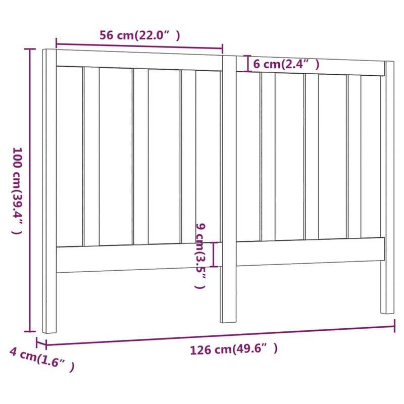 Bed Headboard White 126x4x100 cm Solid Wood Pine