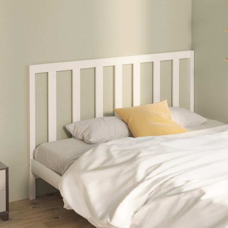 Bed Headboard White 126x4x100 cm Solid Wood Pine