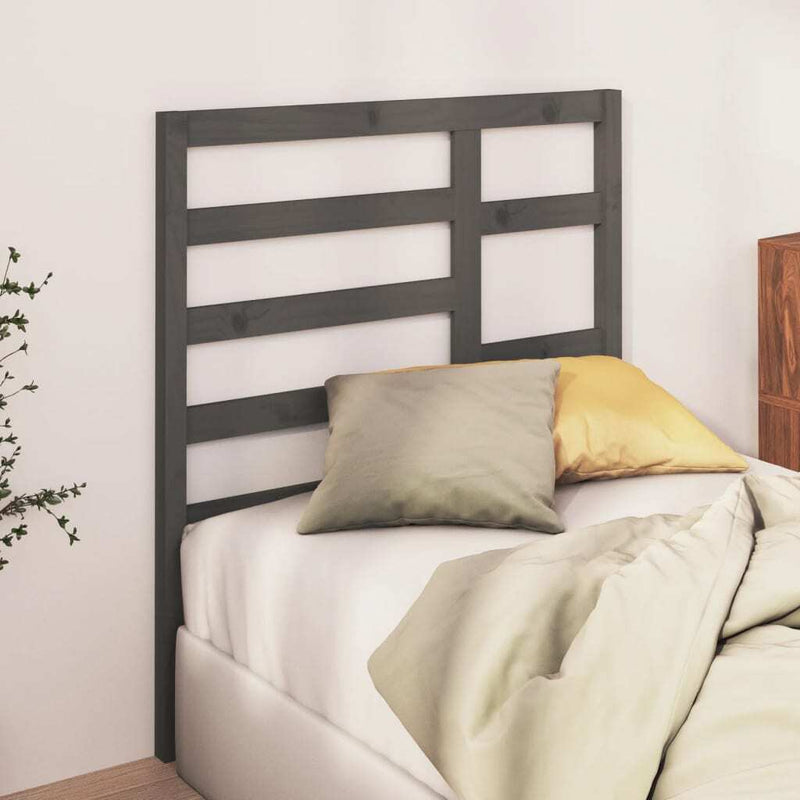 Bed Headboard Grey 81x4x104 cm Solid Wood Pine