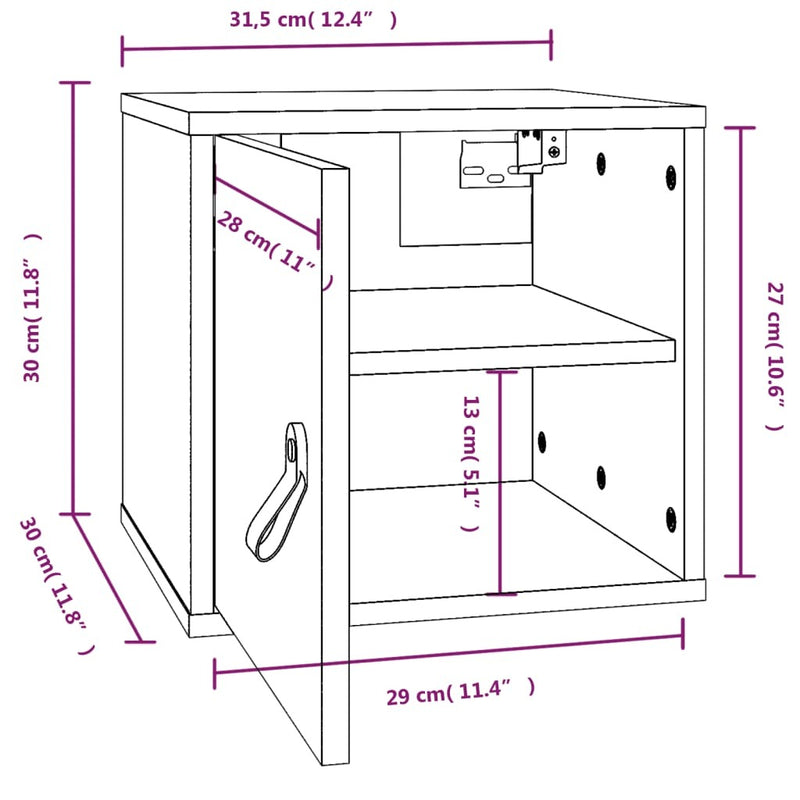 Wall Cabinet Grey 31.5x30x30 cm Solid Wood Pine