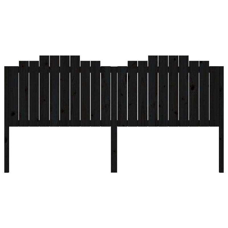 Bed Headboard Black 206x4x110 cm Solid Wood Pine