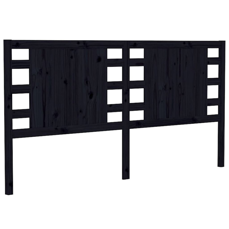 Headboard Black 146x4x100 cm Solid Wood Pine