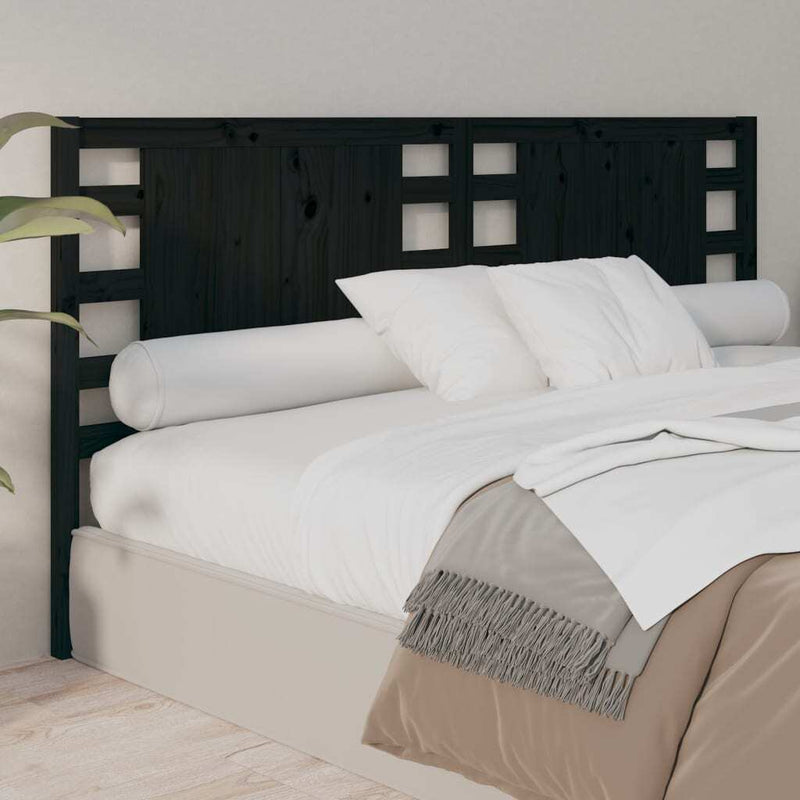 Headboard Black 146x4x100 cm Solid Wood Pine