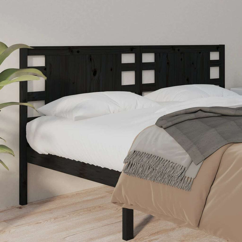 Headboard Black 146x4x100 cm Solid Wood Pine