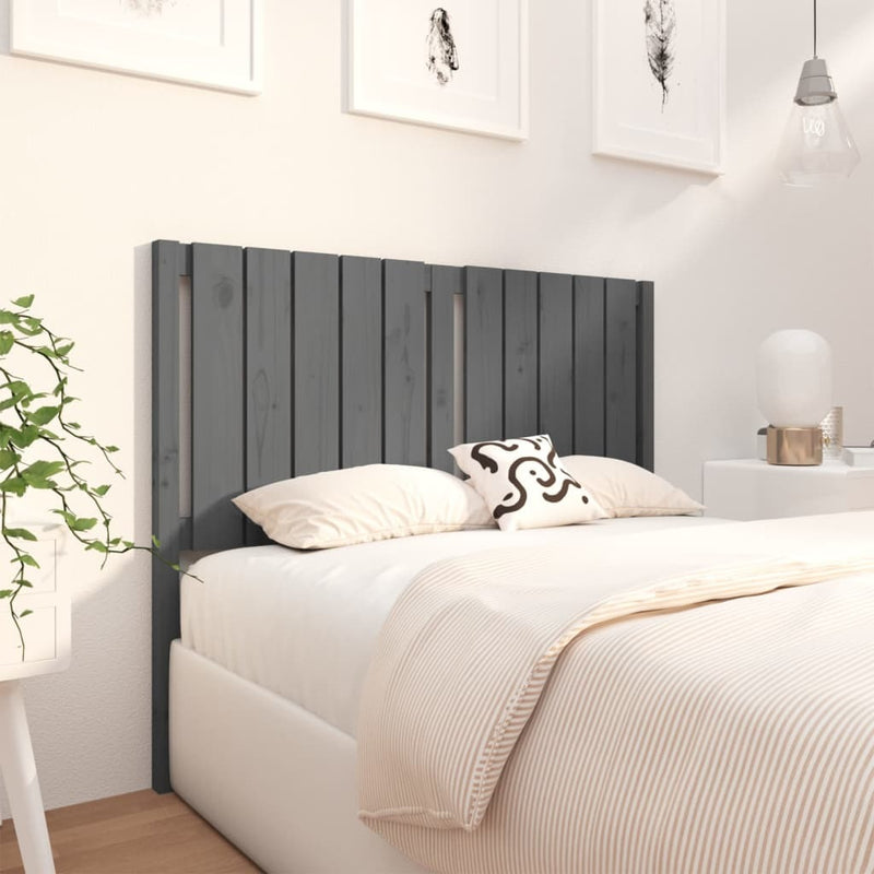 Bed Headboard Grey 125.5x4x100 cm Solid Wood Pine