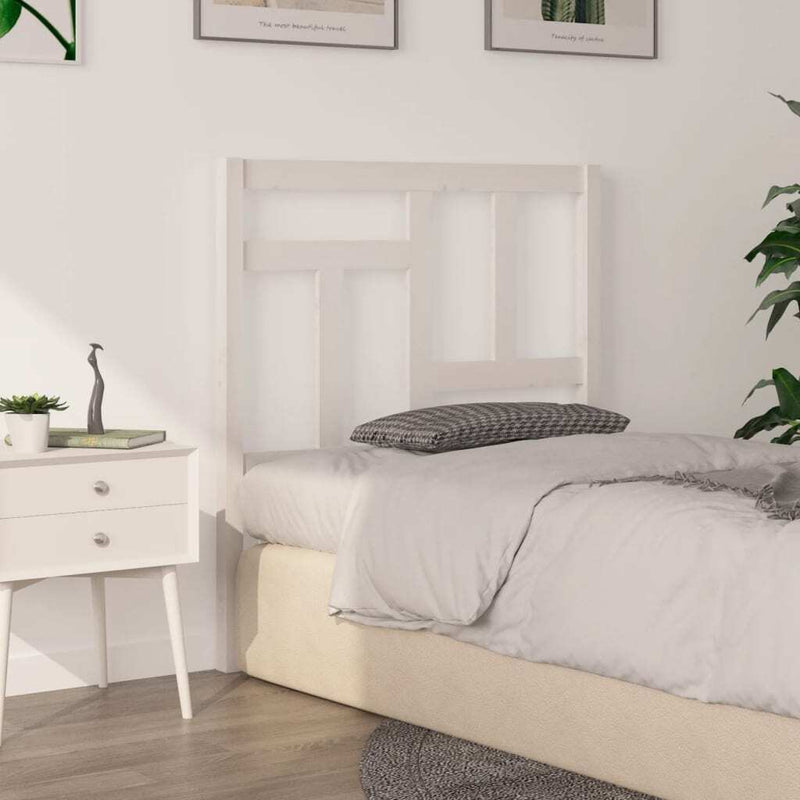 Bed Headboard White 95.5x4x100 cm Solid Wood Pine