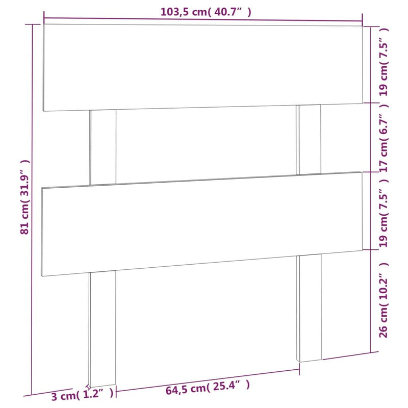 Bed Headboard Grey 103.5x3x81 cm Solid Wood Pine