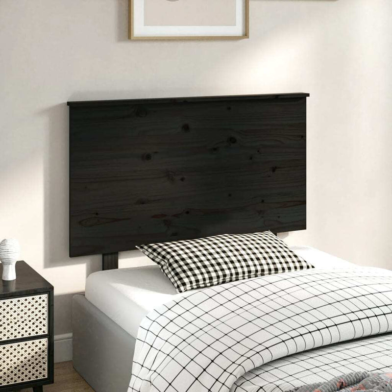 Bed Headboard Black 94x6x82.5 cm Solid Wood Pine