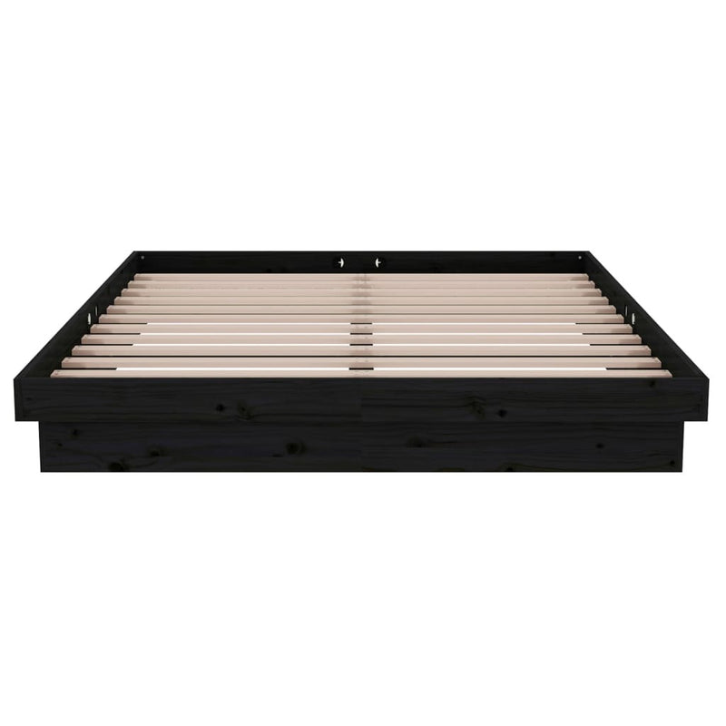 Bed Frame without Mattress Black Solid Wood 140x190 cm