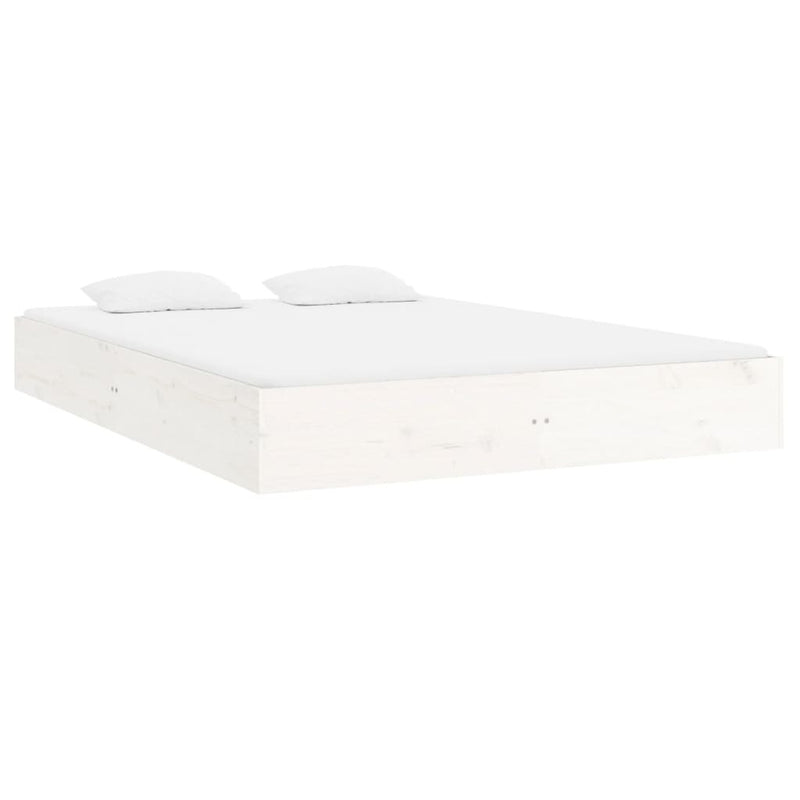 Bed Frame without Mattress White Solid Wood 140x200 cm