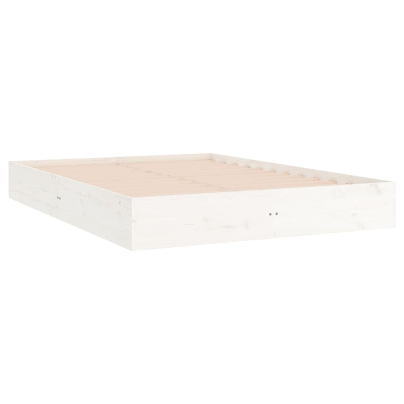 Bed Frame without Mattress White Solid Wood 140x200 cm