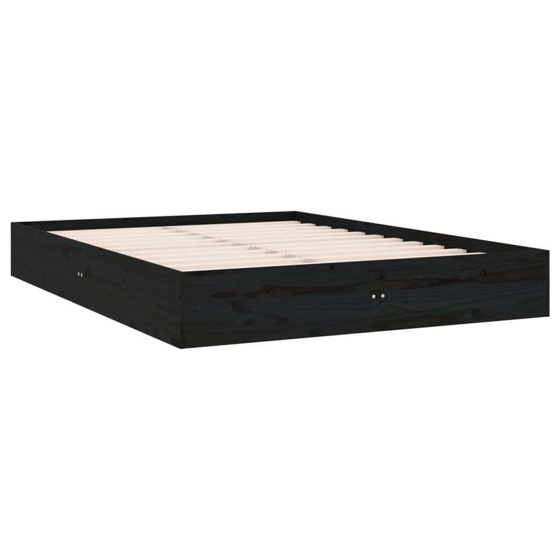 Bed Frame without Mattress Black Solid Wood 120x190 cm Small Double