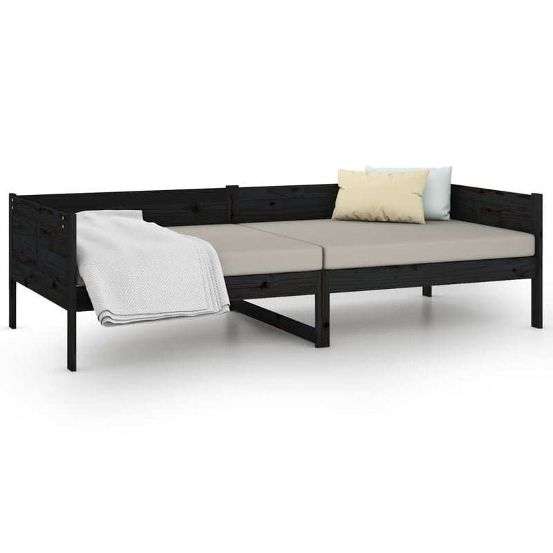 Day Bed without Mattress Black Solid Wood Pine 80x200 cm