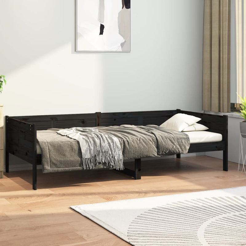 Day Bed without Mattress Black Solid Wood Pine 80x200 cm