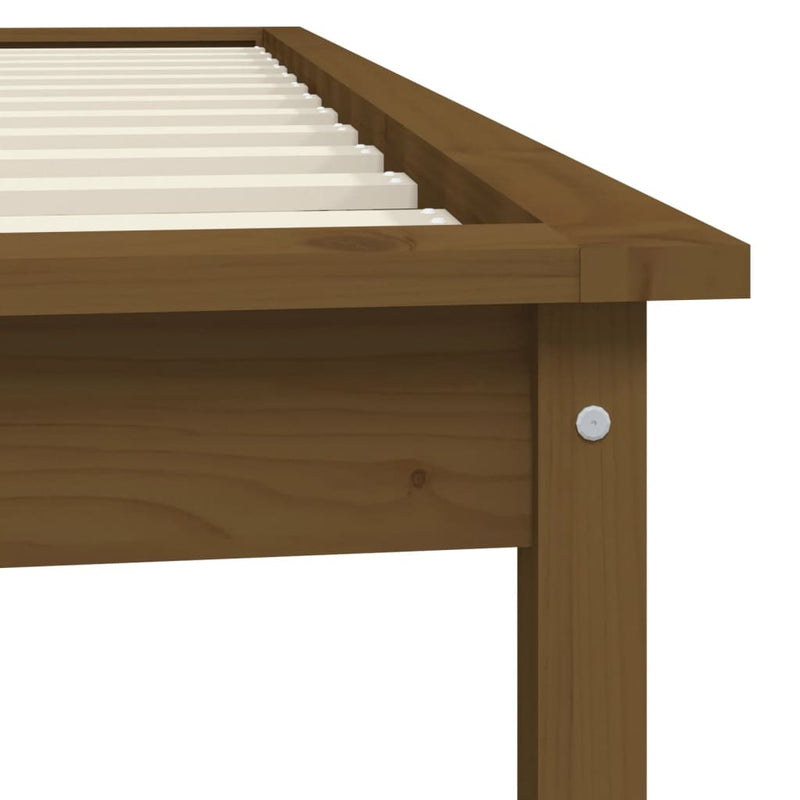 Bed Frame without Mattress Honey Brown Single Solid Wood