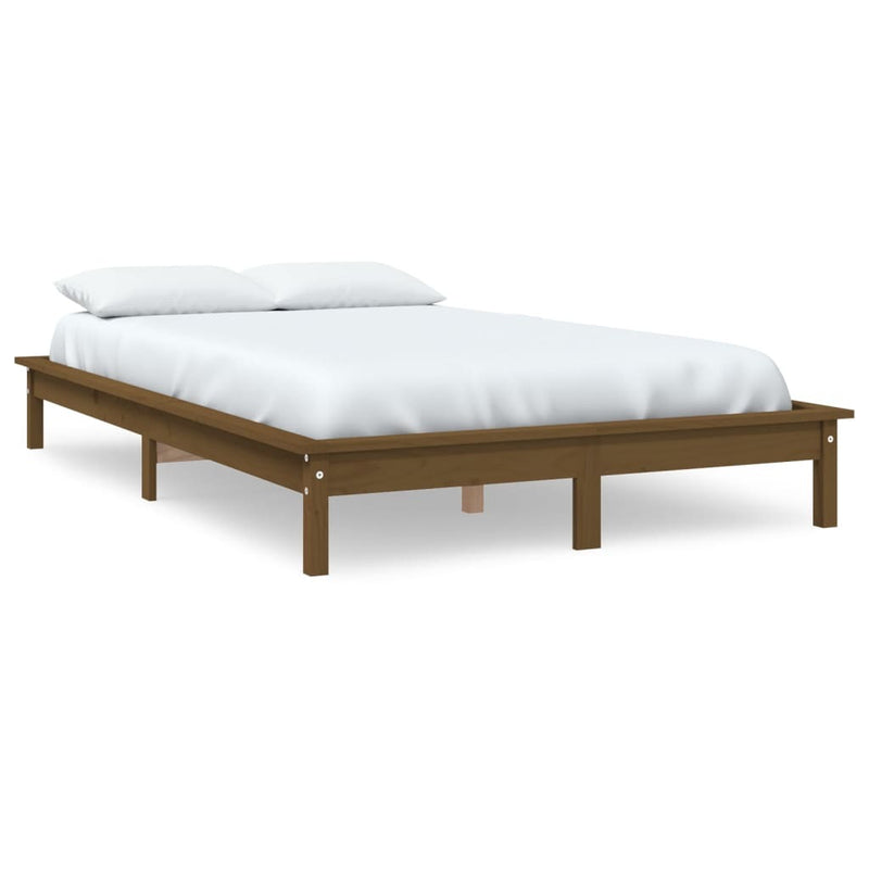 Bed Frame without Mattress Honey Brown 140x190 cm Solid Wood