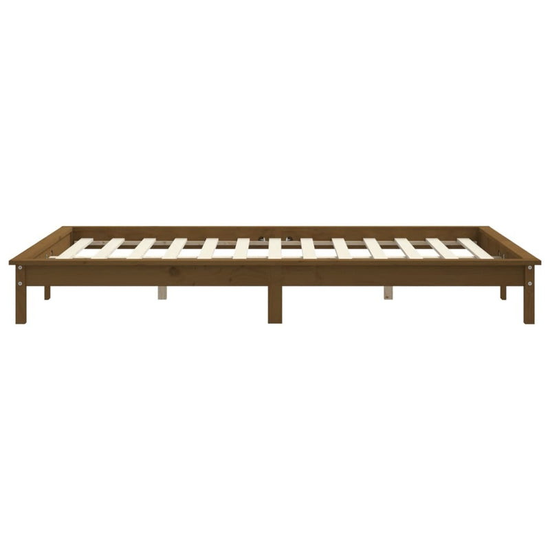 Bed Frame without Mattress Honey Brown 140x190 cm Solid Wood