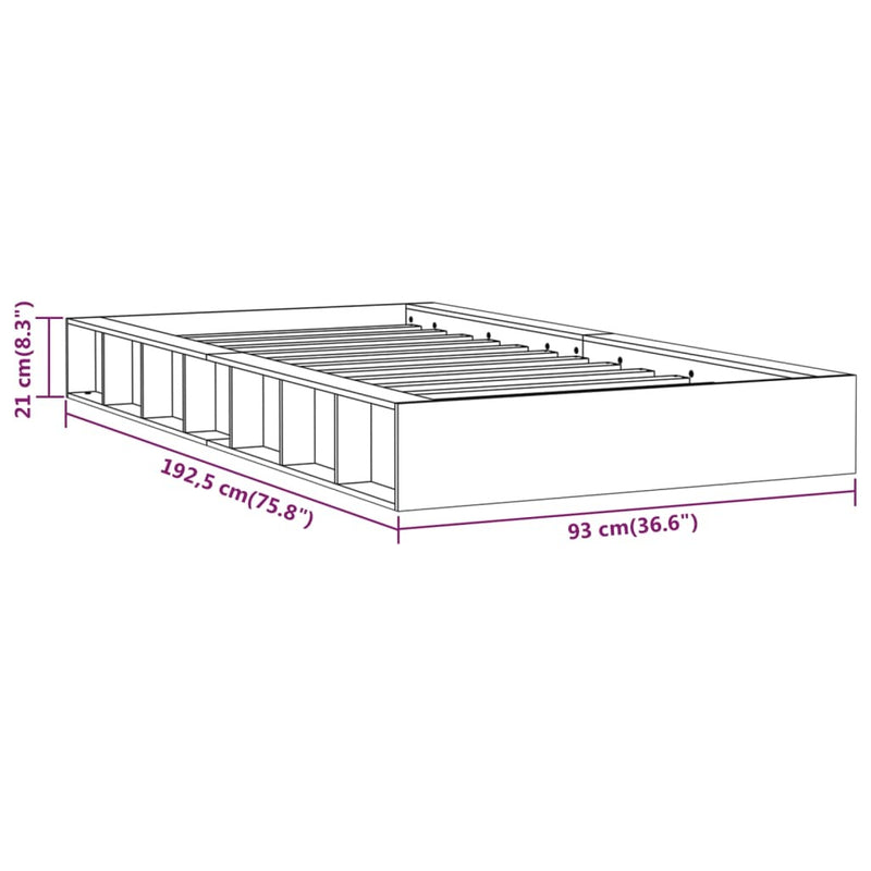 Bed Frame without Mattress Honey Brown 75x190 cm Small Single  Solid Wood