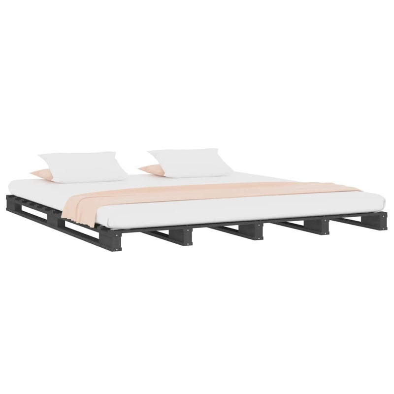 Pallet Bed without Mattress Grey Double Solid Wood