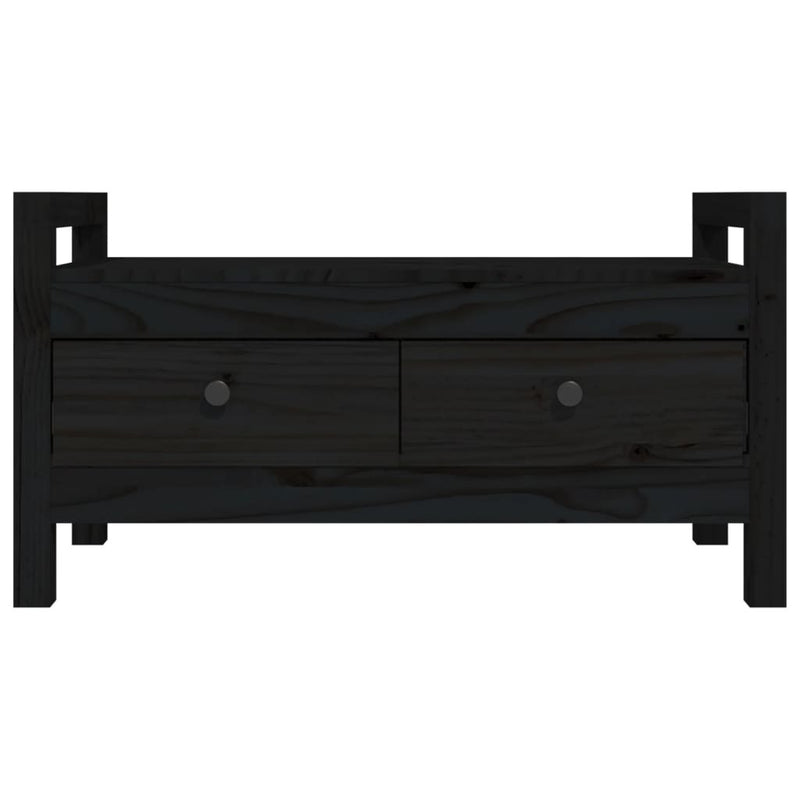 Hall Bench Black 80x40x43 cm Solid Wood Pine