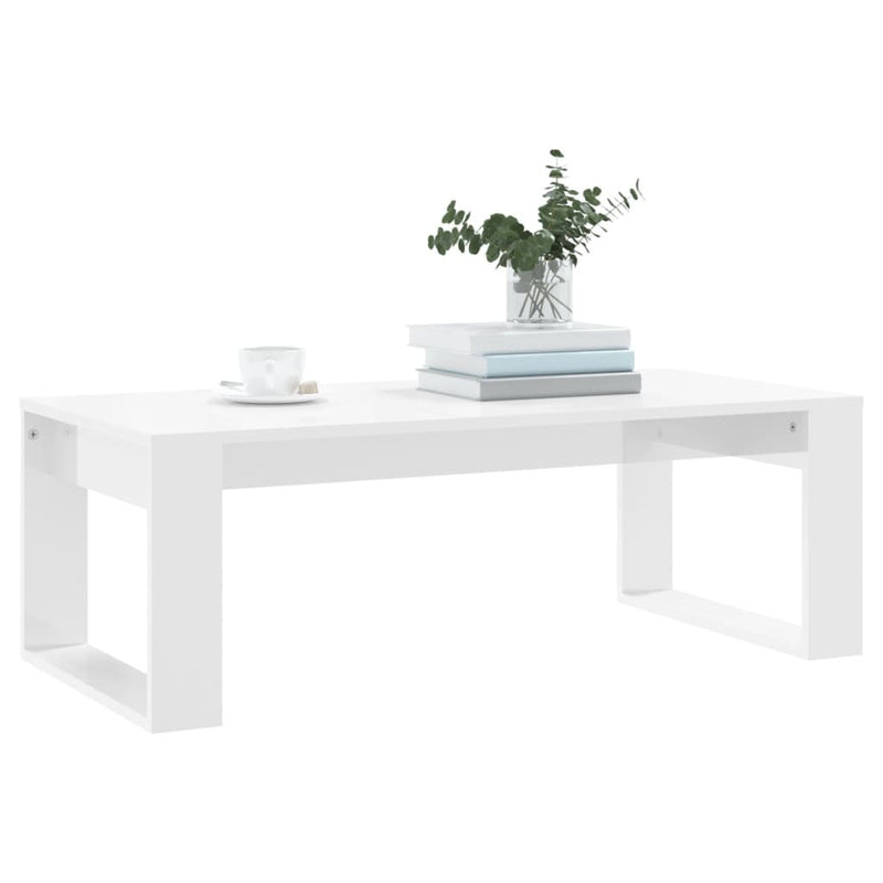 Coffee Table High Gloss White 102x50x35 cm Engineered Wood