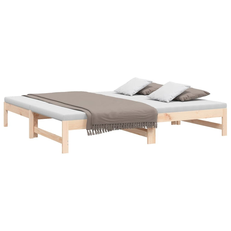 Pull-out Day Bed without Mattress 2x(75x190) cm Solid Wood Pine