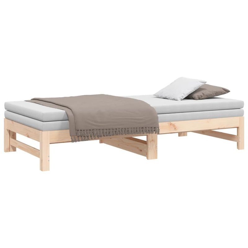 Pull-out Day Bed without Mattress 2x(75x190) cm Solid Wood Pine