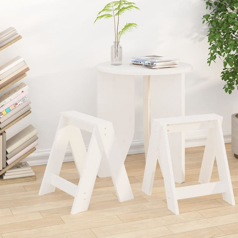 Stools 2 pcs White 40x40x45 cm Solid Wood Pine