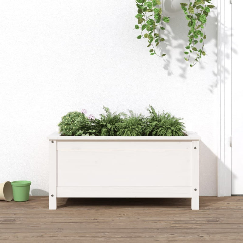 Garden Planter White 82.5x40x39 cm Solid Wood Pine