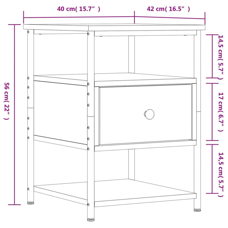 Bedside Cabinet Smoked Oak 40x42x56 cm Engineered Wood