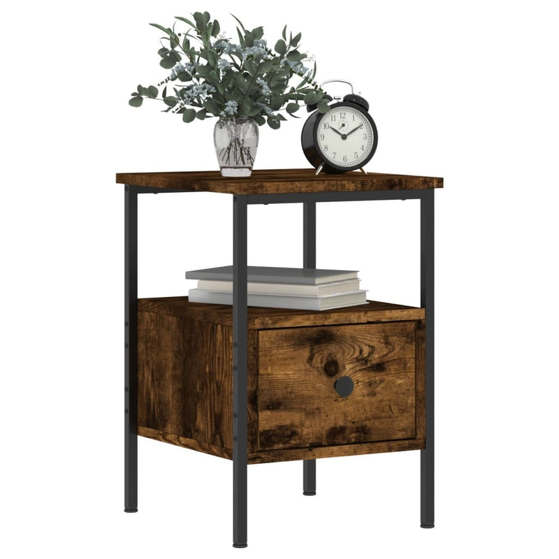 Bedside Cabinet Smoked Oak 34x36x50 cm Engineered Wood