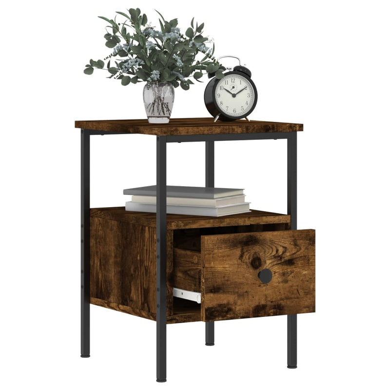 Bedside Cabinet Smoked Oak 34x36x50 cm Engineered Wood