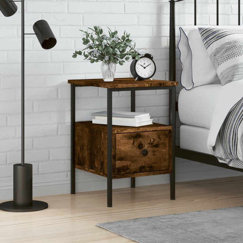 Bedside Cabinet Smoked Oak 34x36x50 cm Engineered Wood