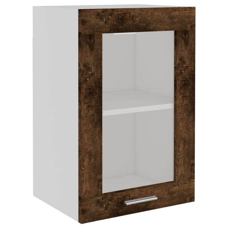 Hanging Glass Cabinet Smoked Oak 40x31x60 cm Engineered Wood